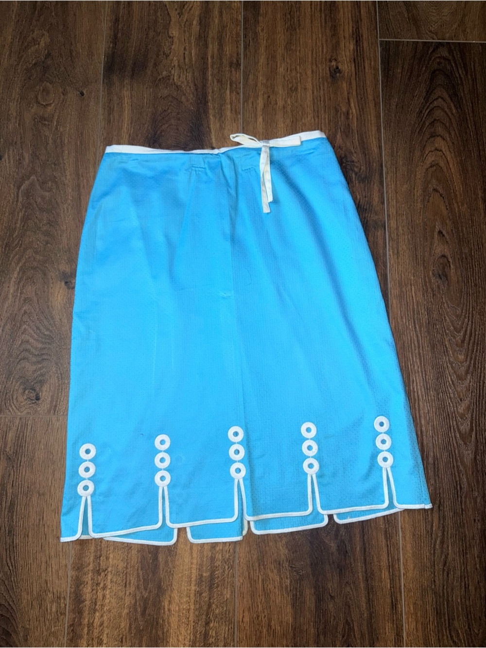 Grace Elements Light Blue Scalloped Eyelet Hem A-Line Skirt Size 4